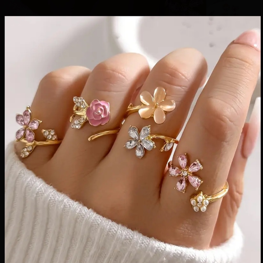 4 piece Bohemian Gold Colorful Cuff Rings 3 pack